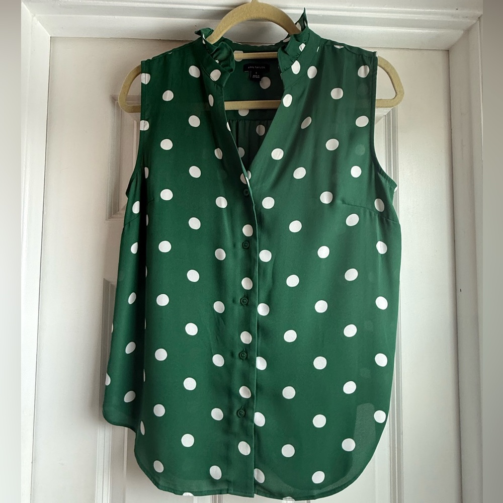 Ann Taylor Polka Dot Sleeveless Blouse